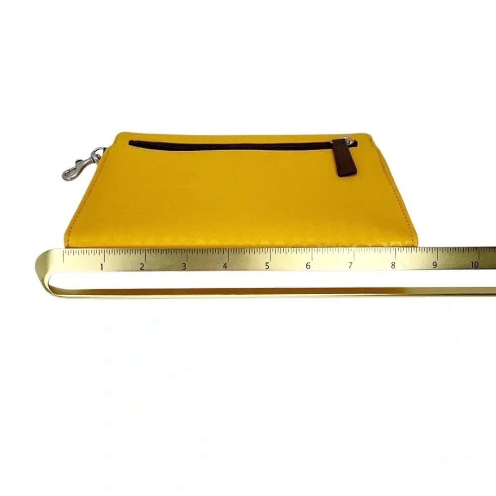 Coach Clip-on Accessory Pouch Logo Sunflower Yellow Brown PVC 8.5” x 5.5” x 1”